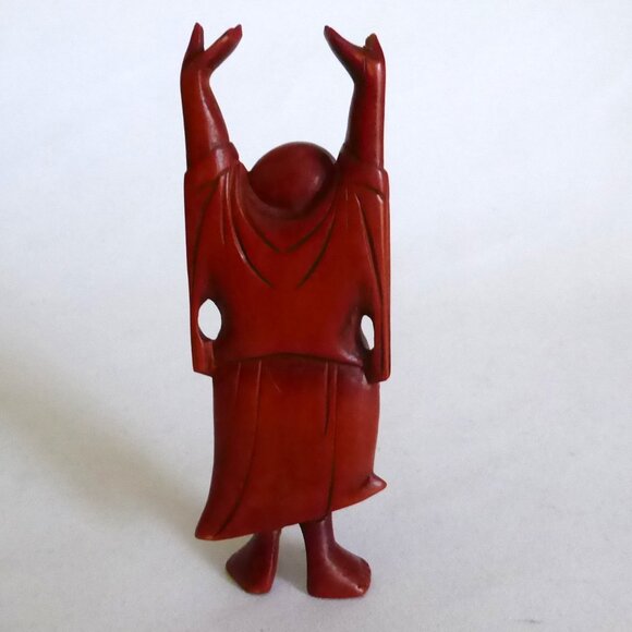 VINTAGE 4” HAND CARVED WOOD LAUGHING BUDDHA HOTEI BUDAI FIGURE (PRE-OWNED) - Picture 4 of 8